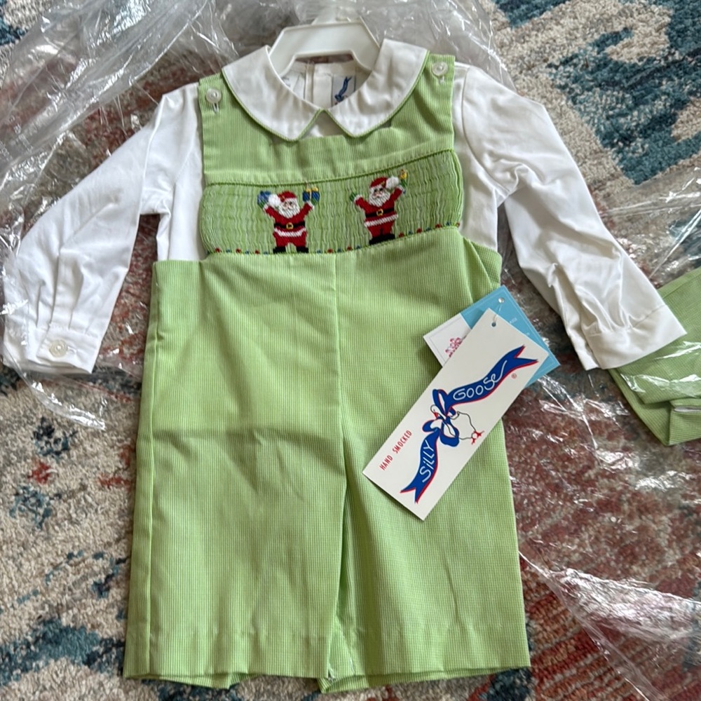 Green Kids One Piece with Santa Design
